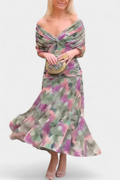 Alondra | Robe longue à imprimé floral fantaisie et col en V