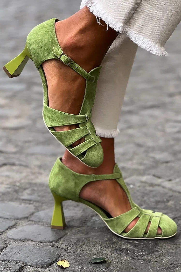 FRANCESCA | Sandales Raffinées à Talon Moyen et au Design Croisé Élégant
