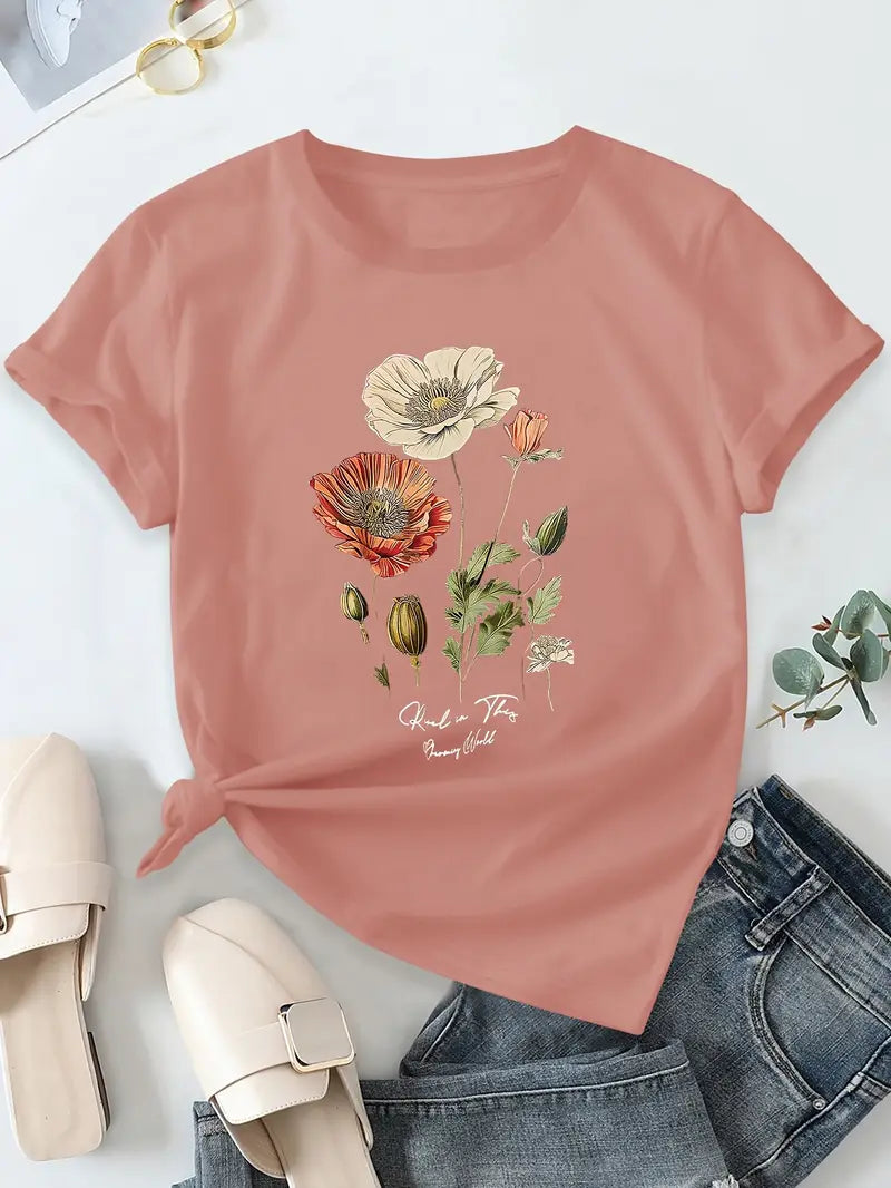 AIMILIA | Elegante camiseta de manga corta con estampado floral