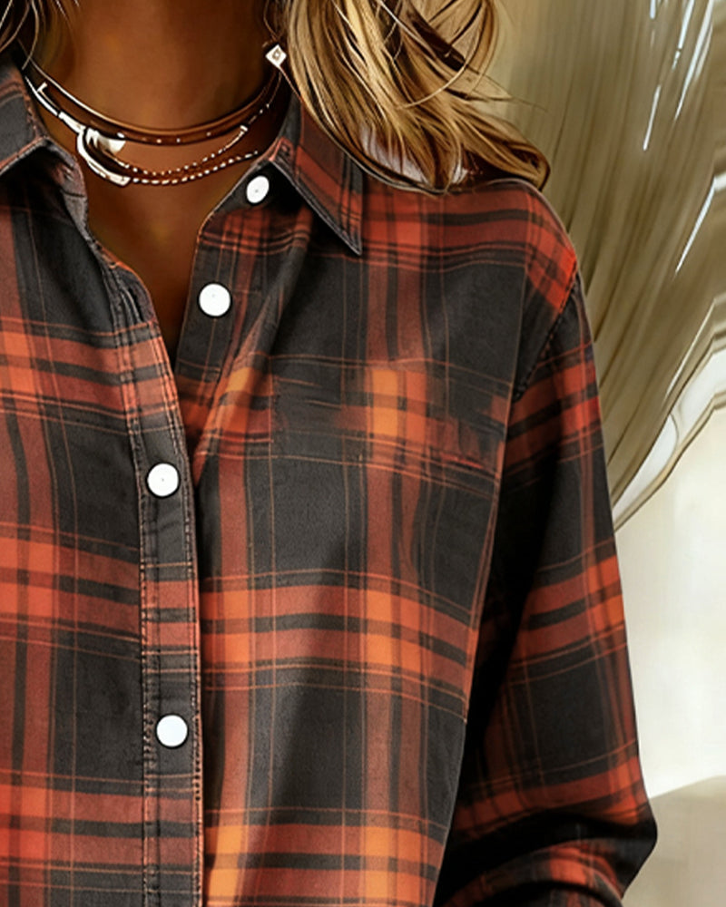 Chemise À Motif À Carreaux Avec Col À Revers