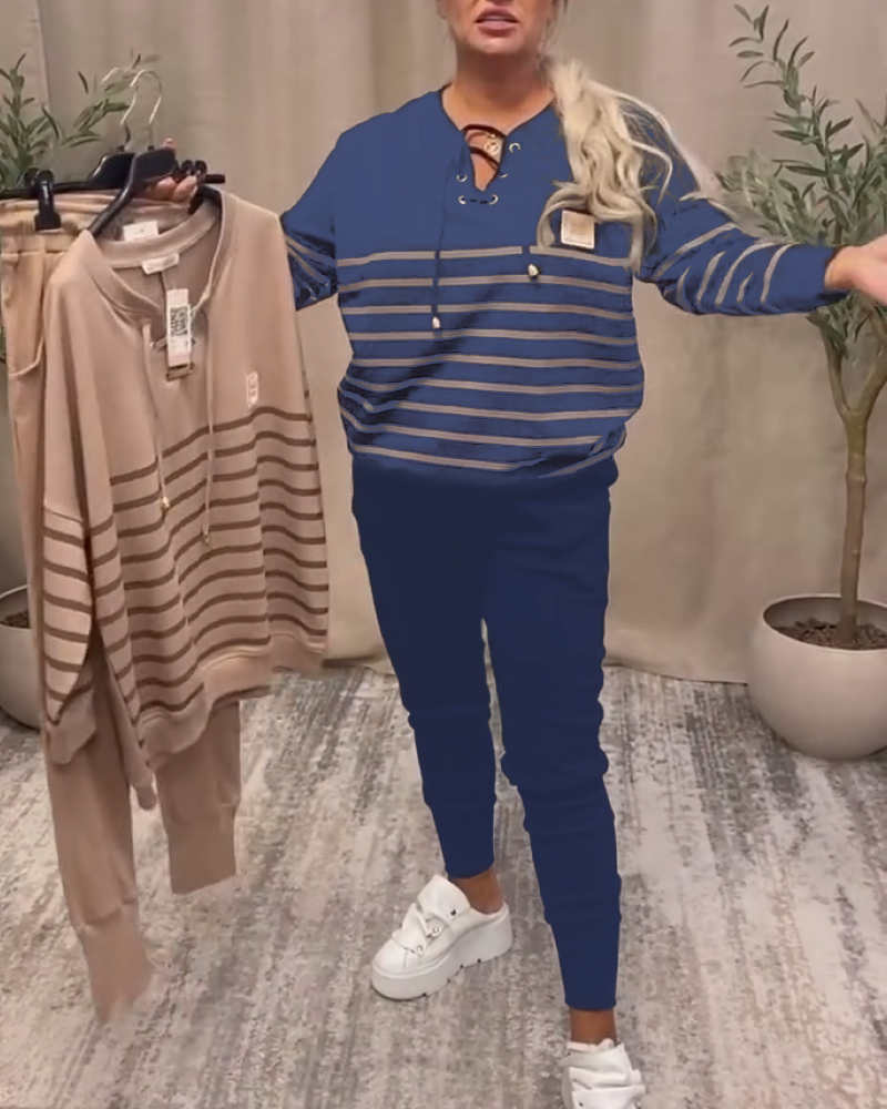 VALERIA | Ensemble deux pièces avec pantalon de sport à rayures