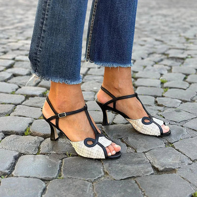 ISABELLA | Sandales à Talon Moyen au Style Rétro