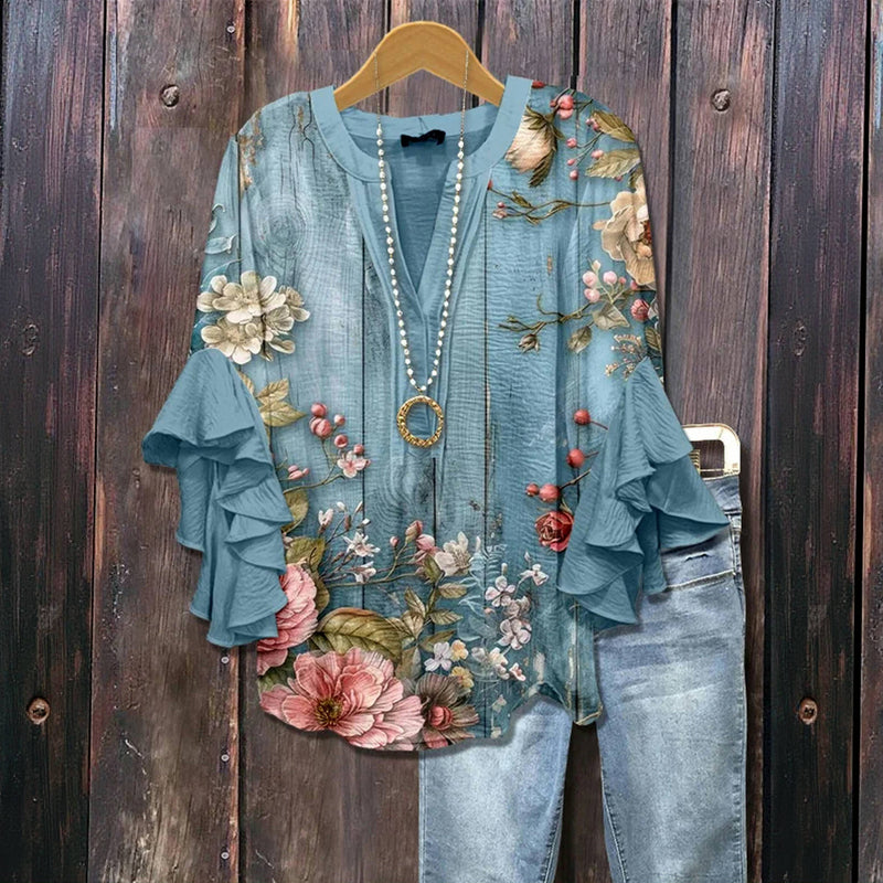 Blusa Vintage de Estilo Floral – Elegancia Sin Esfuerzo, Cada Día