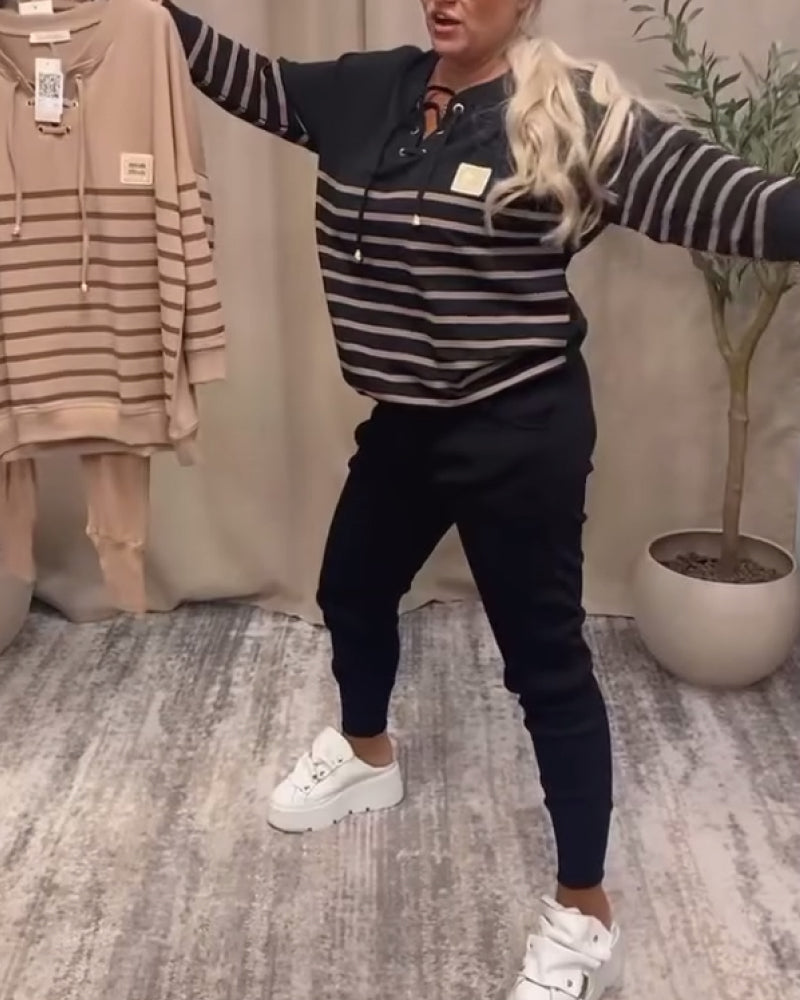 VALERIA | Ensemble deux pièces avec pantalon de sport à rayures