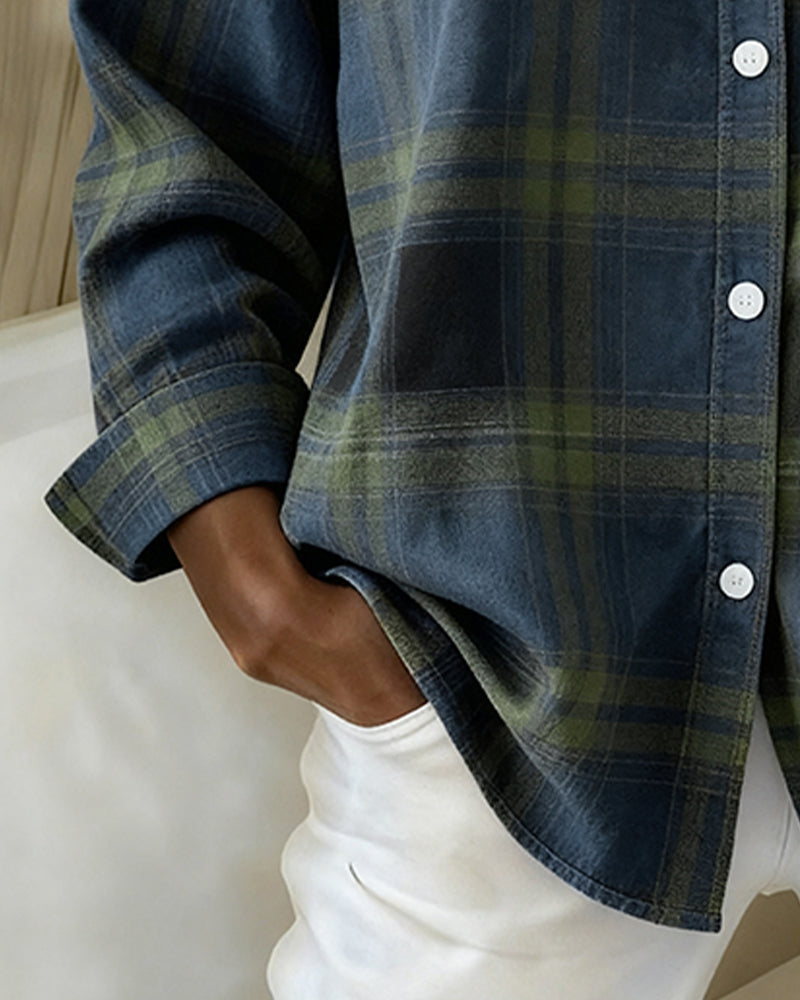 Chemise À Motif À Carreaux Avec Col À Revers