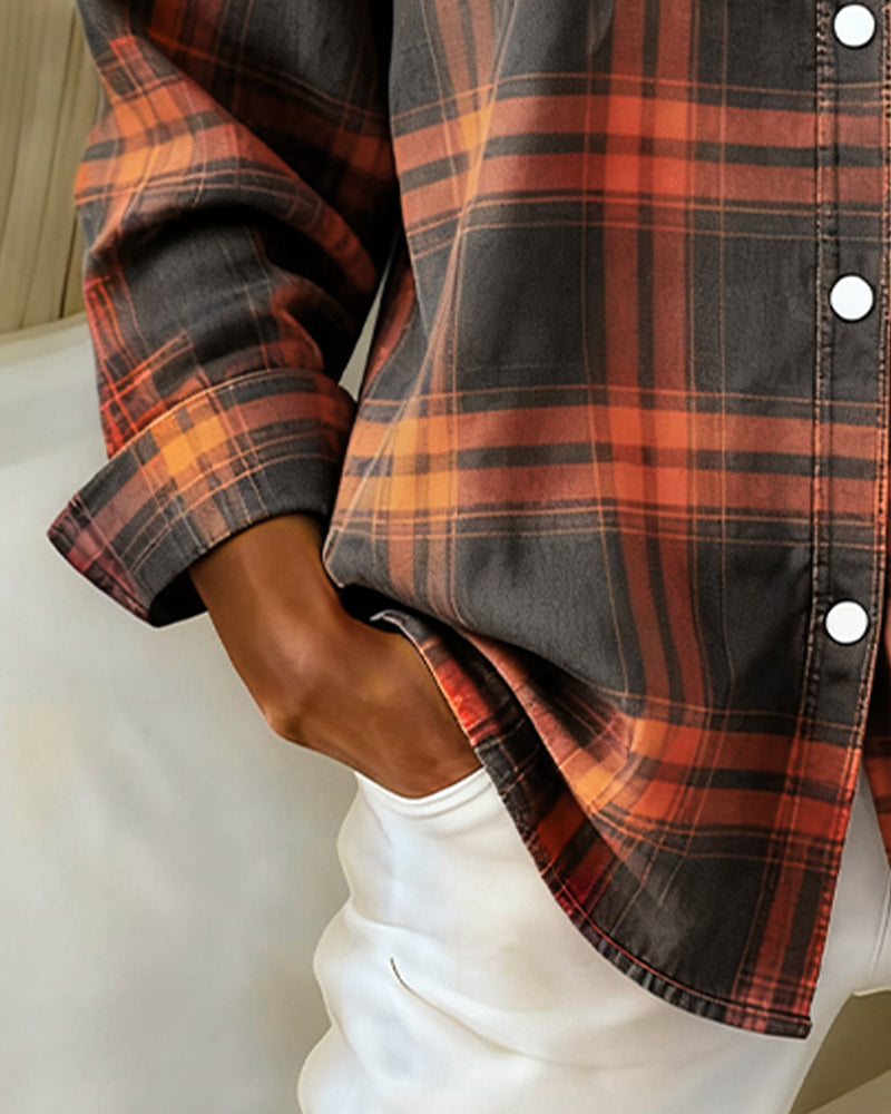 Chemise À Motif À Carreaux Avec Col À Revers