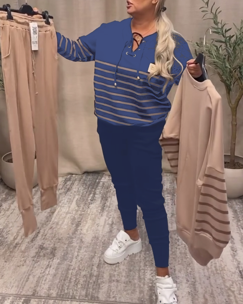 VALERIA | Ensemble deux pièces avec pantalon de sport à rayures