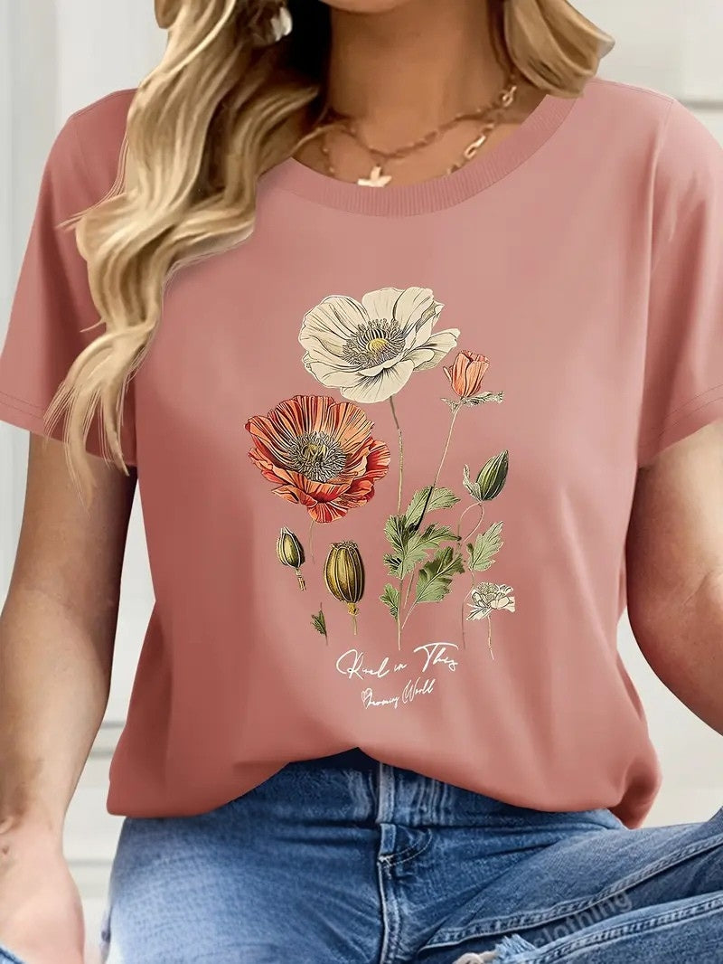 AIMILIA | Elegante camiseta de manga corta con estampado floral