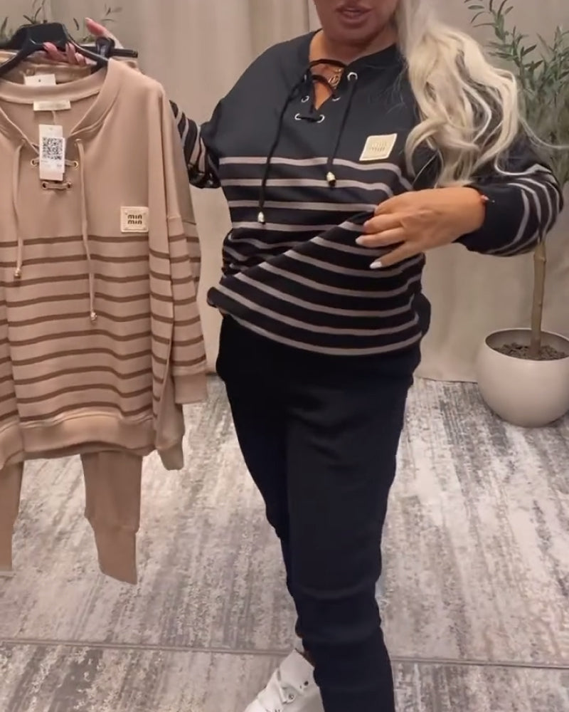 VALERIA | Ensemble deux pièces avec pantalon de sport à rayures