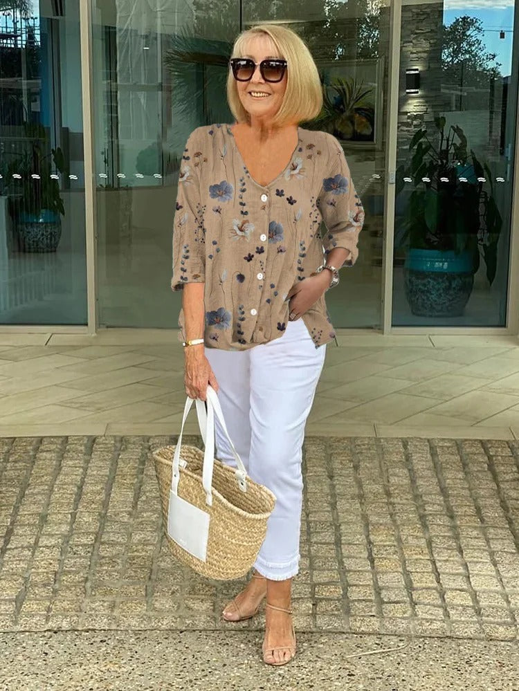 Luciana™ | Tunique Imprimée Avec Boutons