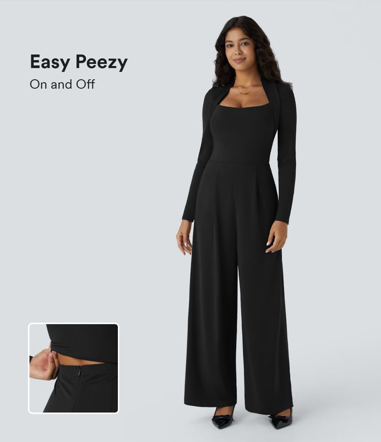 Combinaison À Manches Longues Avec Poches Et Jambes Larges – Easy Peezy