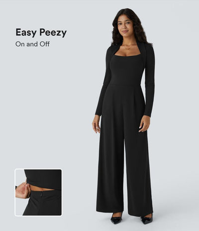 Combinaison À Manches Longues Avec Poches Et Jambes Larges – Easy Peezy