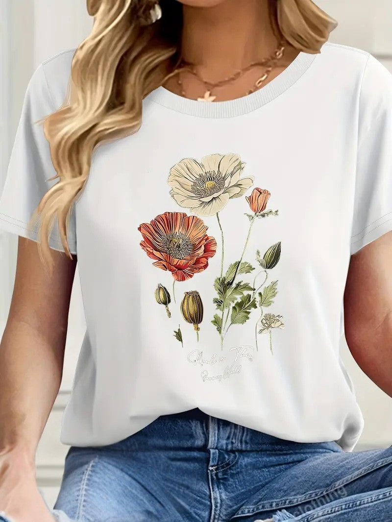 AIMILIA | Elegante camiseta de manga corta con estampado floral