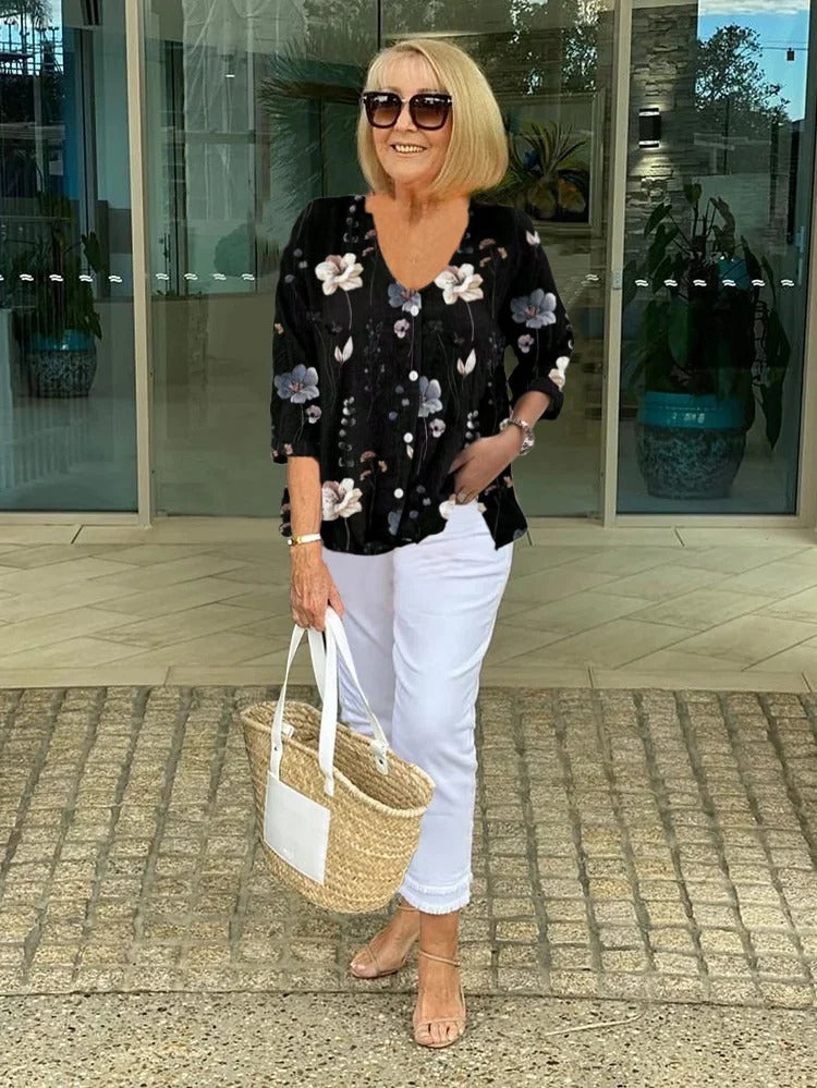 Luciana™ | Tunique Imprimée Avec Boutons