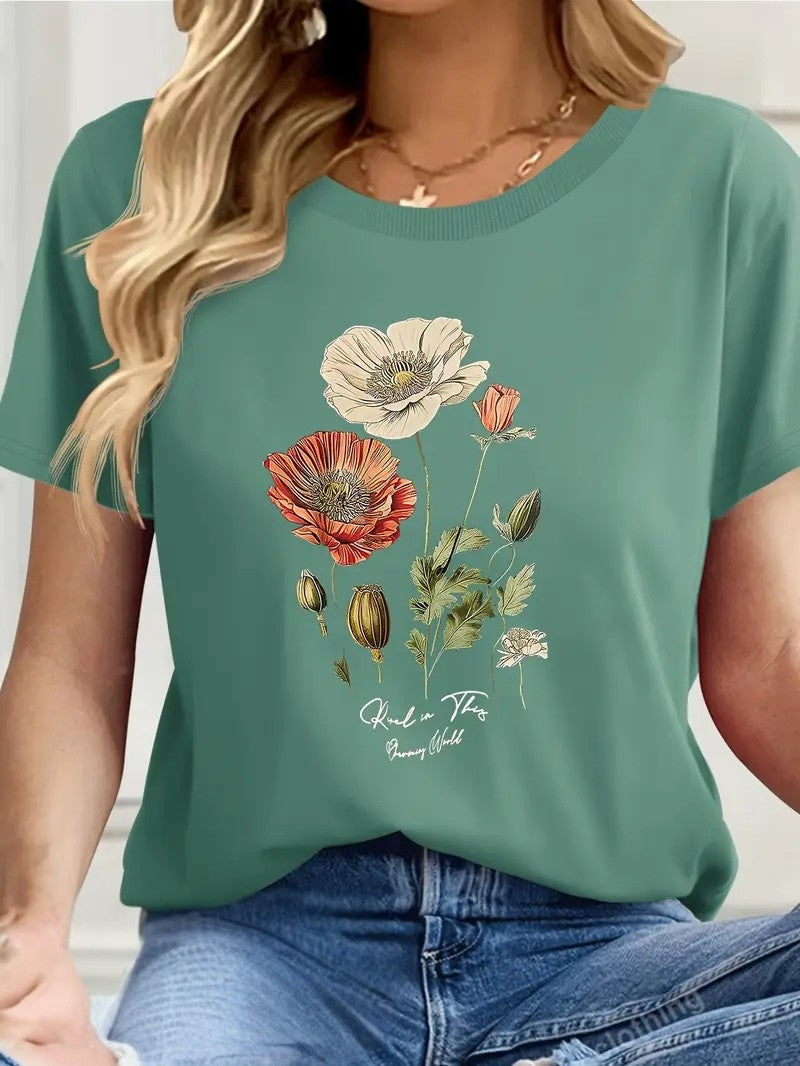 AIMILIA | Elegante camiseta de manga corta con estampado floral