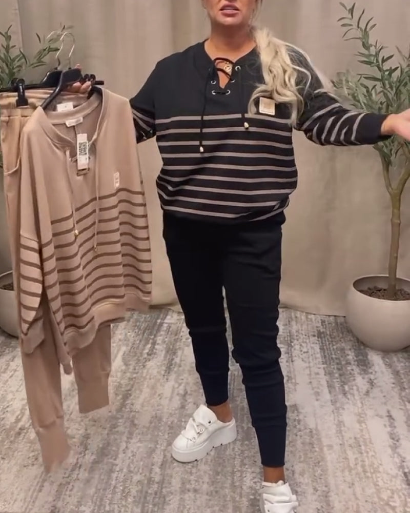 VALERIA | Ensemble deux pièces avec pantalon de sport à rayures