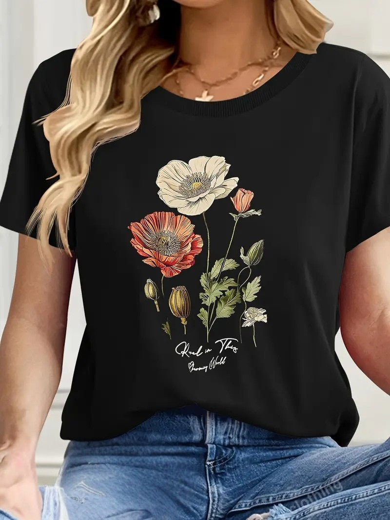AIMILIA | Elegante camiseta de manga corta con estampado floral
