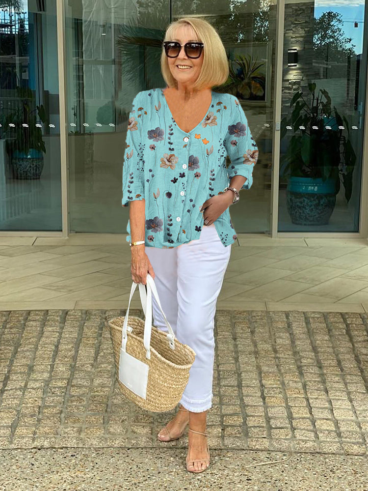 Luciana™ | Tunique Imprimée Avec Boutons