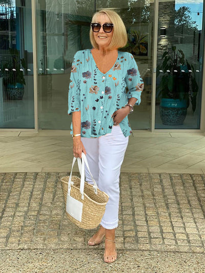 Luciana™ | Tunique Imprimée Avec Boutons