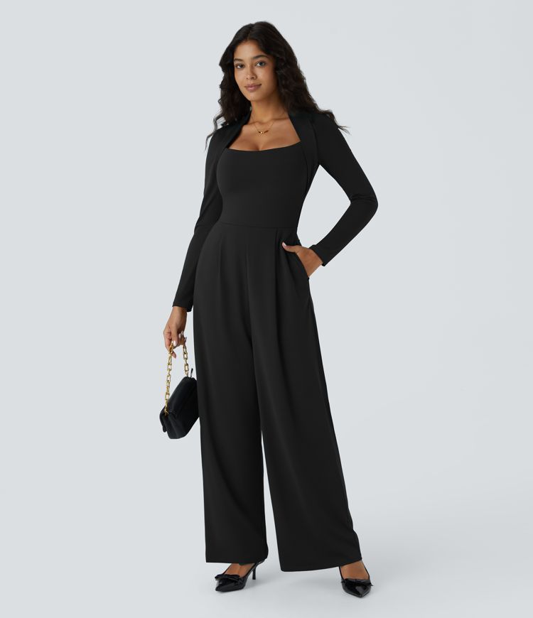 Combinaison À Manches Longues Avec Poches Et Jambes Larges – Easy Peezy