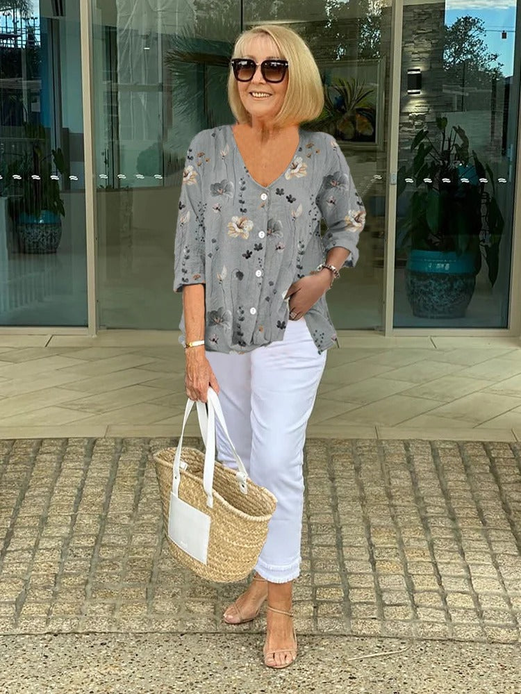 Luciana™ | Tunique Imprimée Avec Boutons