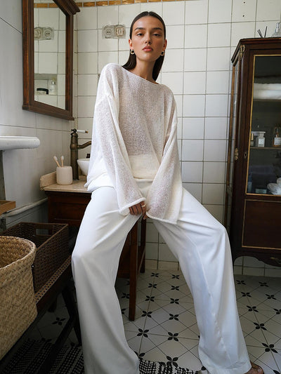 Top En Tricot Ajusté Drapé Et Ajouré