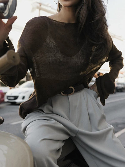 Top En Tricot Ajusté Drapé Et Ajouré