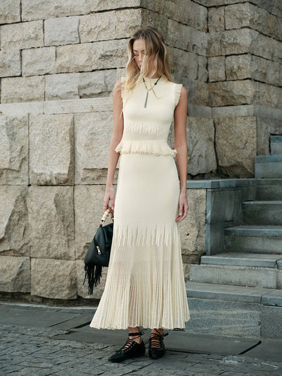 Top En Tricot Côtelé Avec Volants