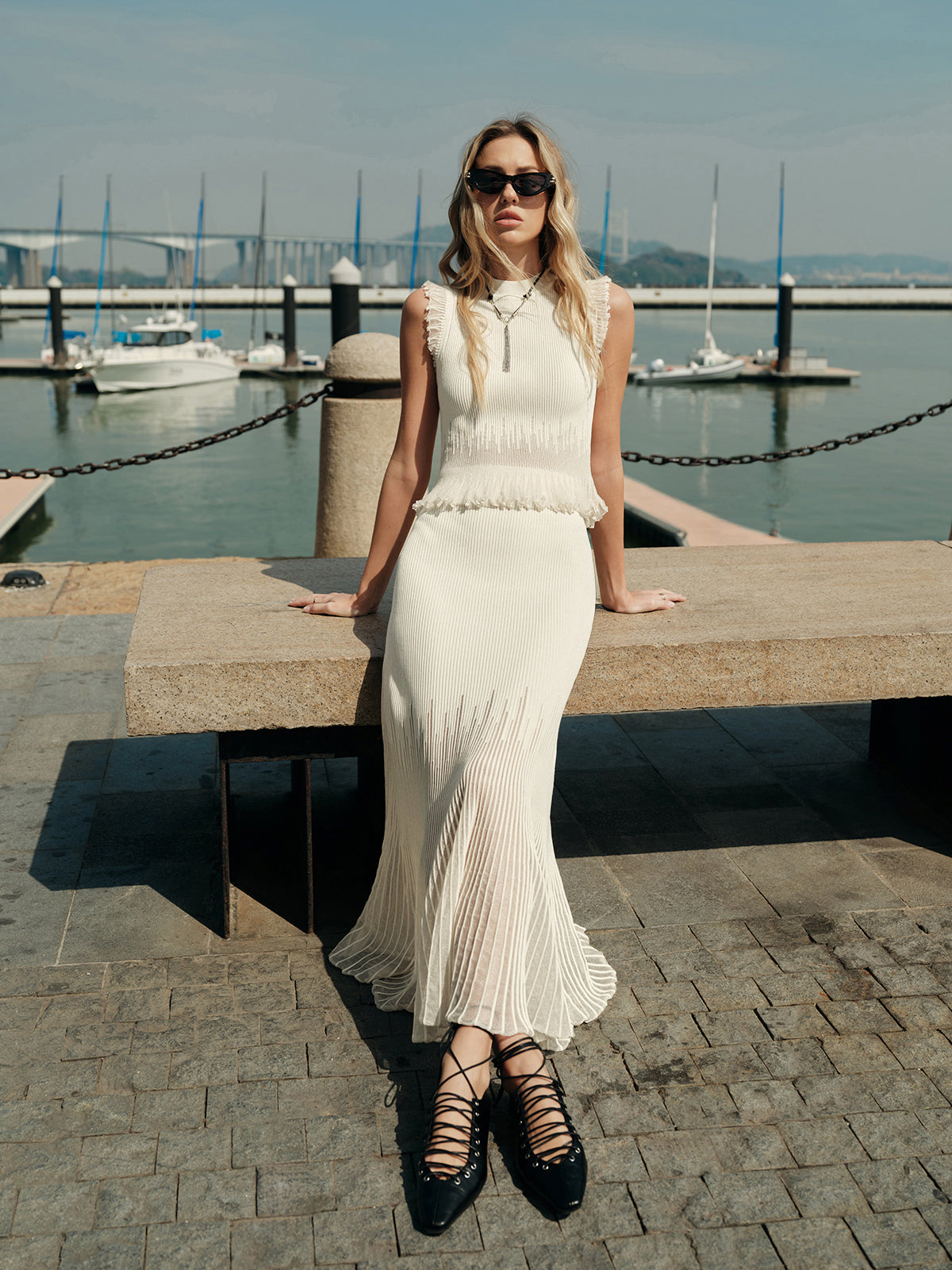 Top En Tricot Côtelé Avec Volants