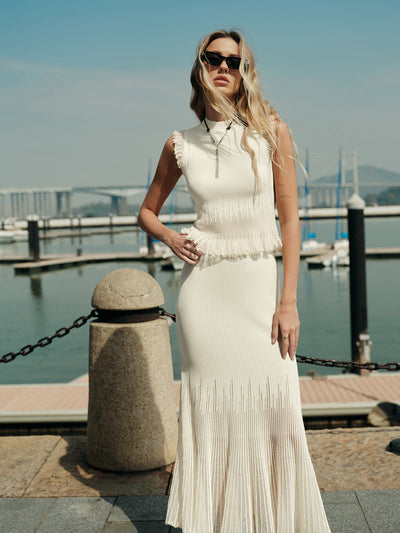 Top En Tricot Côtelé Avec Volants