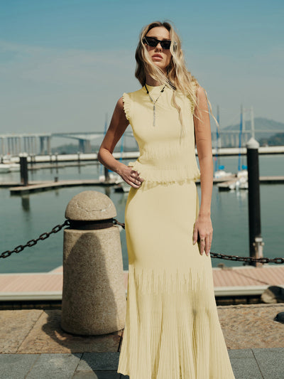 Top En Tricot Côtelé Avec Volants