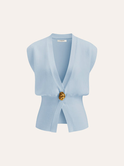 Gilet Style Pull À Col En V Avec Détail Boutonné