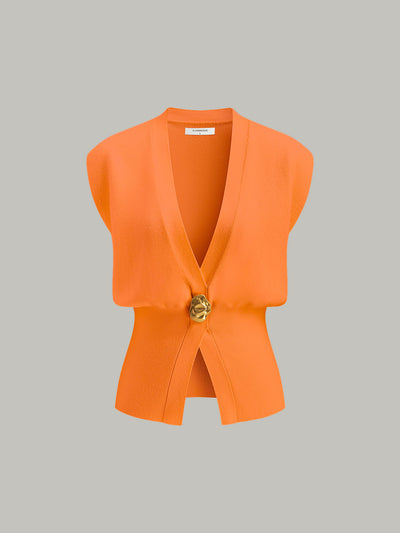 Gilet Style Pull À Col En V Avec Détail Boutonné