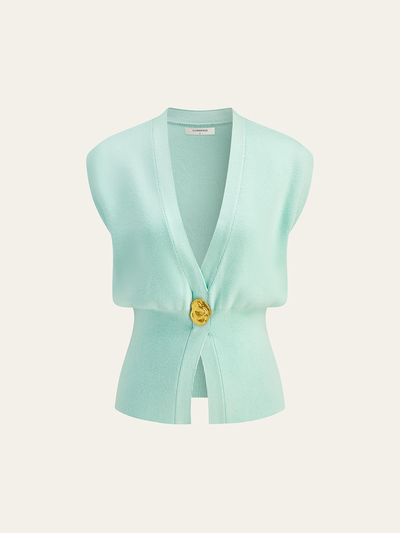 Gilet Style Pull À Col En V Avec Détail Boutonné