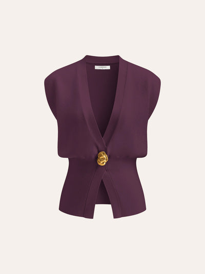 Gilet Style Pull À Col En V Avec Détail Boutonné