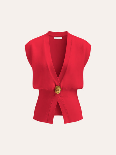 Gilet Style Pull À Col En V Avec Détail Boutonné