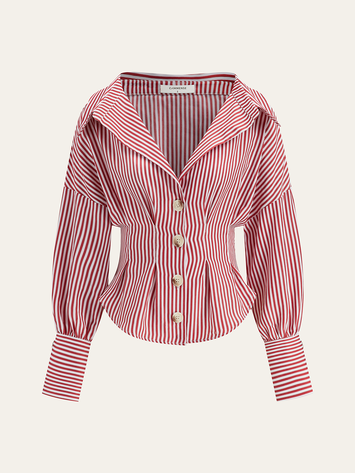 Chemise À Col Rayée Avec Design Cintré À La Taille