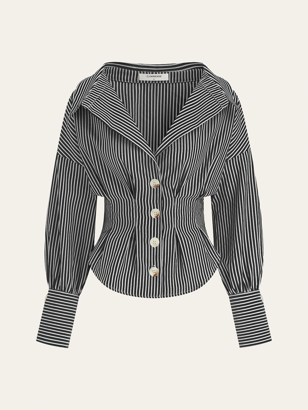 Chemise À Col Rayée Avec Design Cintré À La Taille