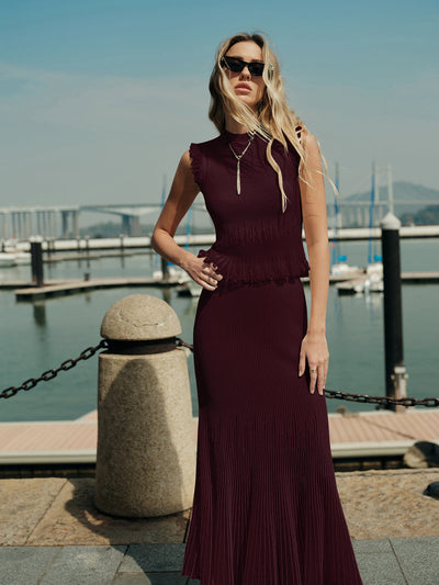 Top En Tricot Côtelé Avec Volants