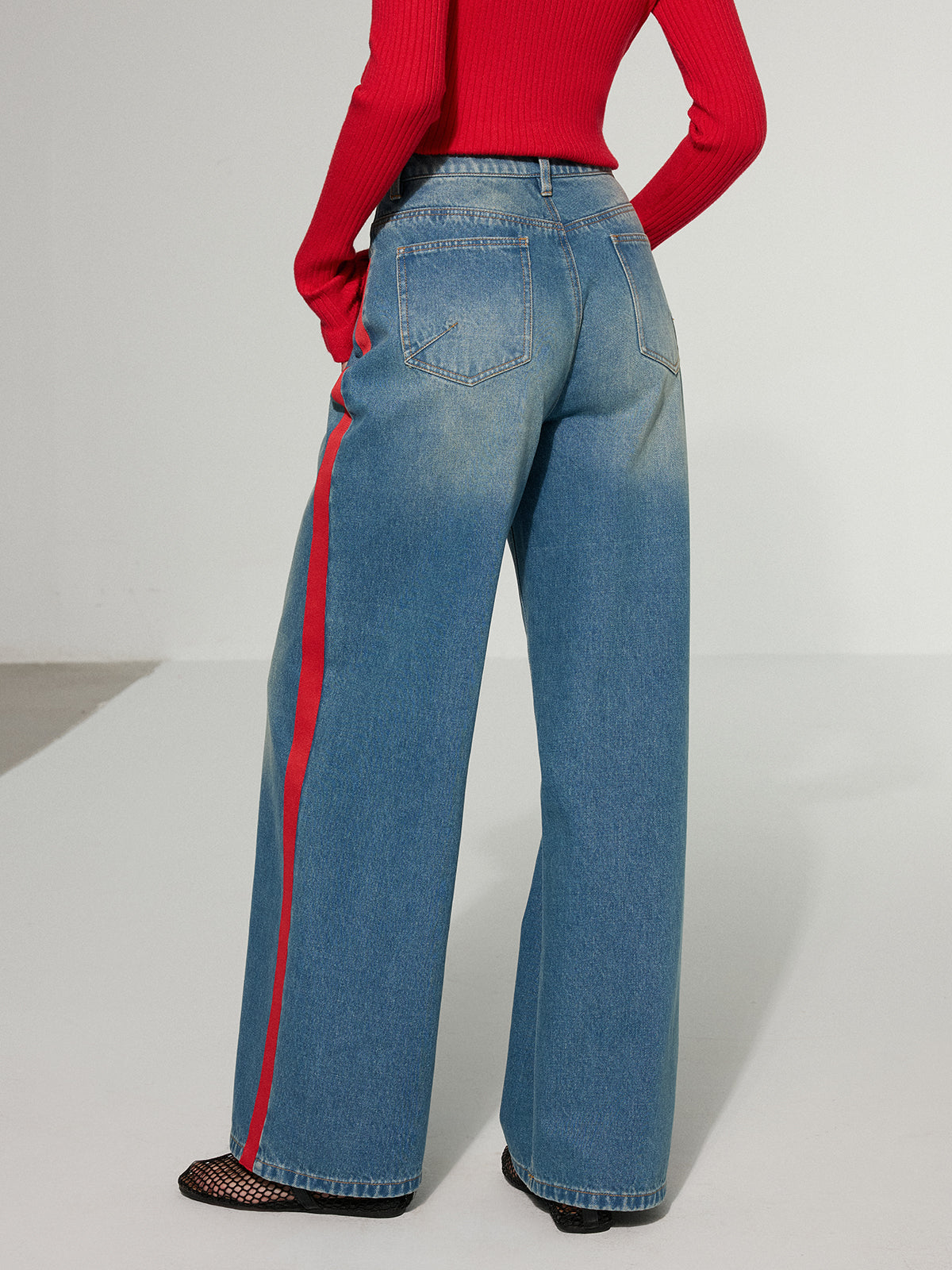 Jean Large Avec Bandes Latérales Contrastantes