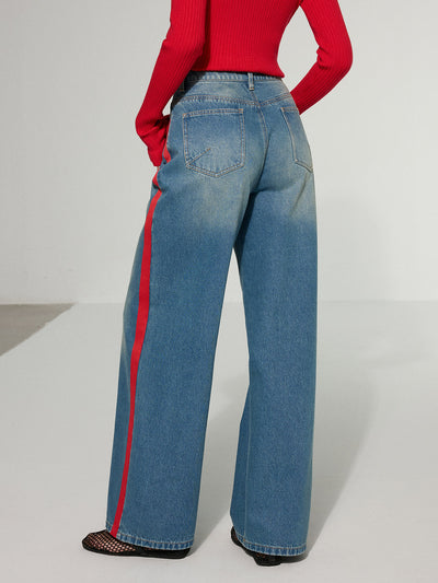 Jean Large Avec Bandes Latérales Contrastantes