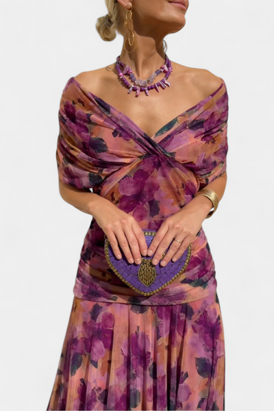 Alondra | Robe longue à imprimé floral fantaisie et col en V