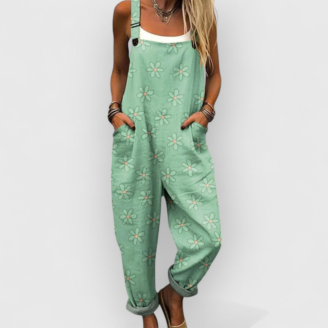 CLARA™ | Combinaison vintage florale à jambes larges pour femme