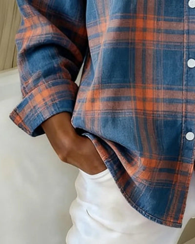 Chemise À Motif À Carreaux Avec Col À Revers