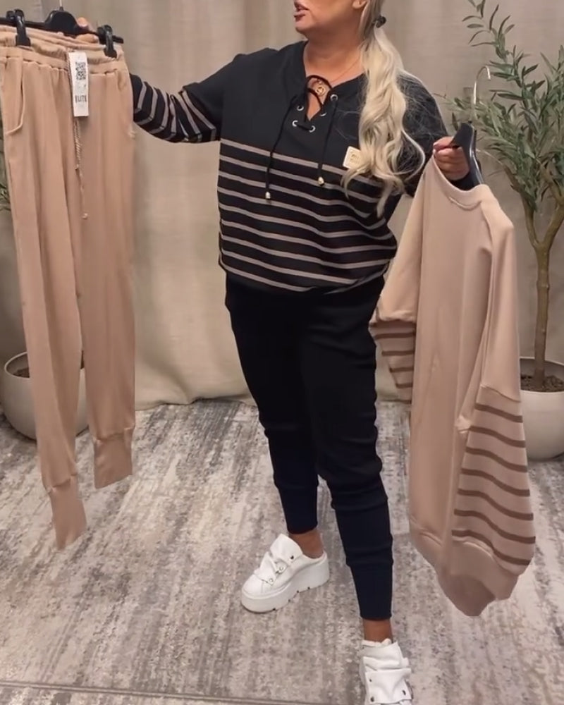 VALERIA | Ensemble deux pièces avec pantalon de sport à rayures