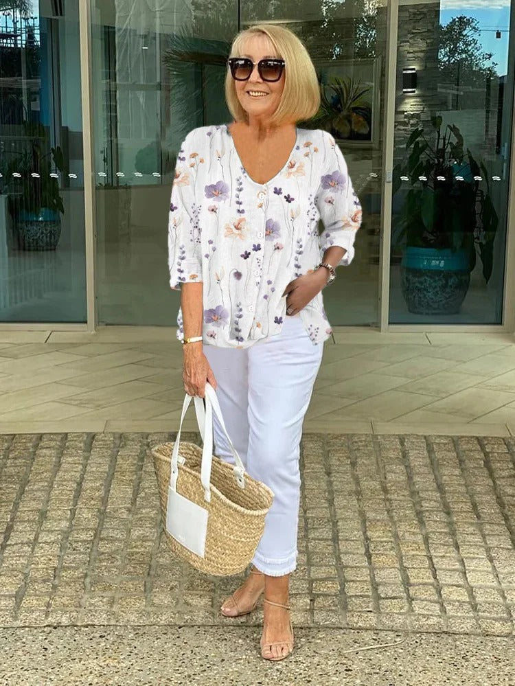 Luciana™ | Tunique Imprimée Avec Boutons