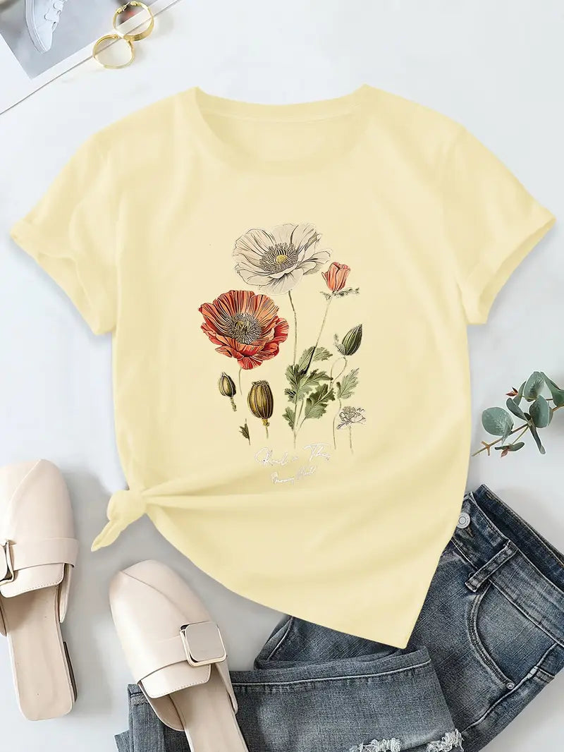 AIMILIA | Elegante camiseta de manga corta con estampado floral