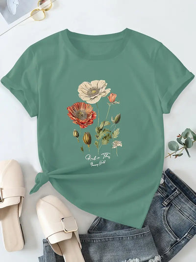AIMILIA | Elegante camiseta de manga corta con estampado floral