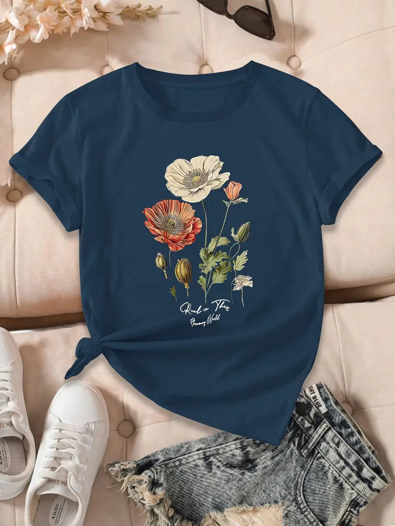 AIMILIA | Elegante camiseta de manga corta con estampado floral