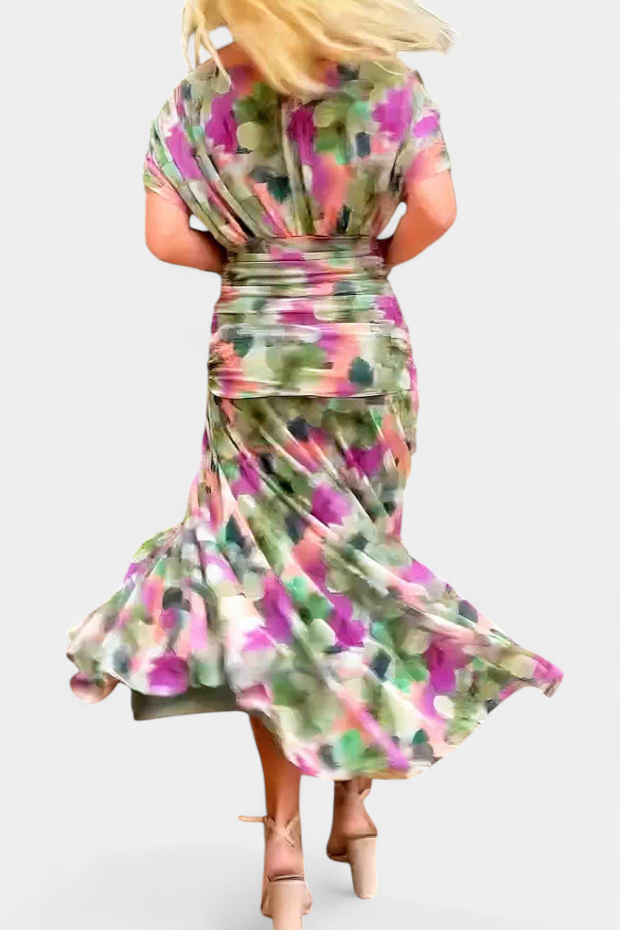 Alondra | Robe longue à imprimé floral fantaisie et col en V